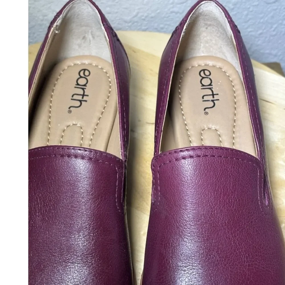 Earth Edna Leather Slip on Round Toe Loafers Shoes Burgundy Women's 9M NWOT